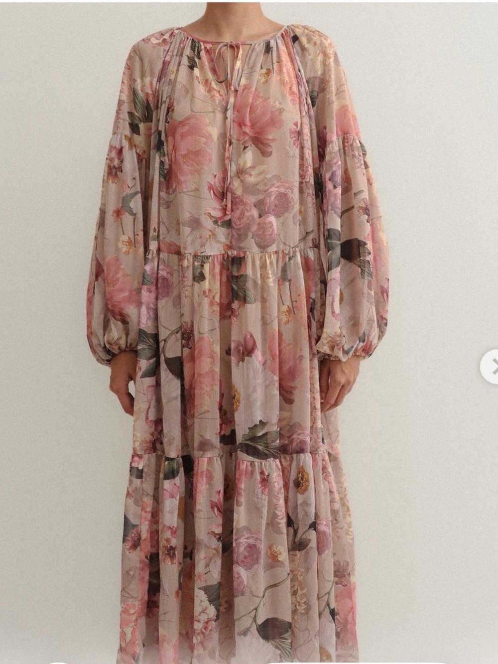 H&M Blush Floral Tiered Maxi Dress - Picture 1 of 2